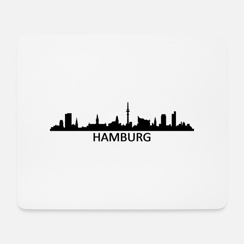 Skyline Hamburg Name - Mousepad (Querformat) - Weiß