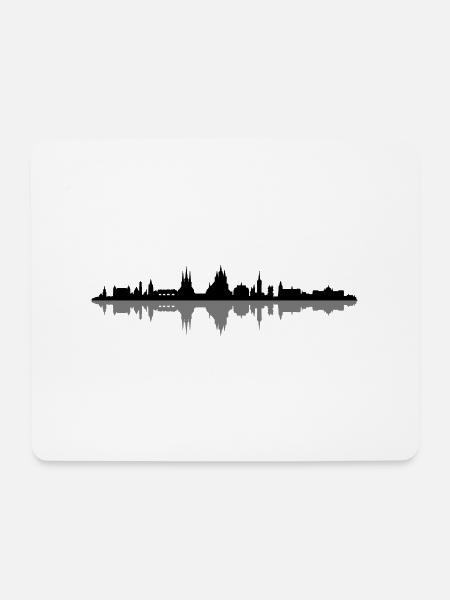 Skyline - Erfurt - Mousepad (Querformat) - Weiß