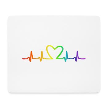 LGBT Pride Rainbow Heartbeat - Tapis de souris (format paysage) - blanc - Devant