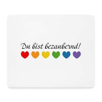 Regenbogenherzchen du bist bezaubernd - Mousepad (Querformat) - Weiß - Vorne