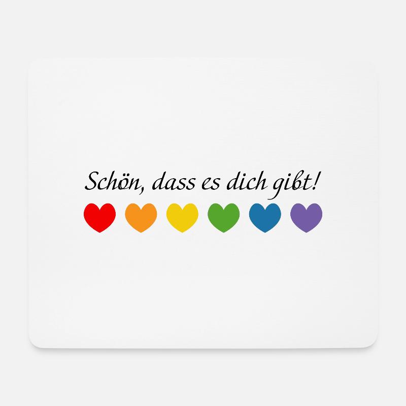 Regenbogenherzchen schoen dass es dich gibt - Mousepad (Querformat) - Weiß