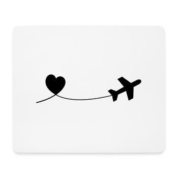 Flugzeug mit Herz - Mousepad (Querformat) - Weiß - Vorne