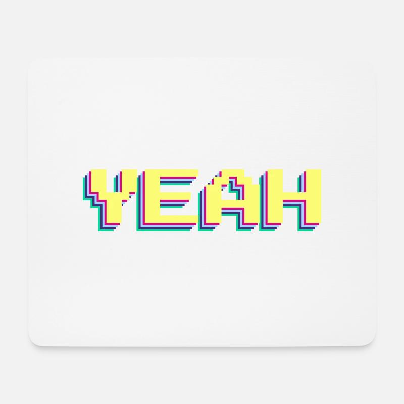 Yeah 90er Pixel Wort - Mousepad (Querformat) - Weiß
