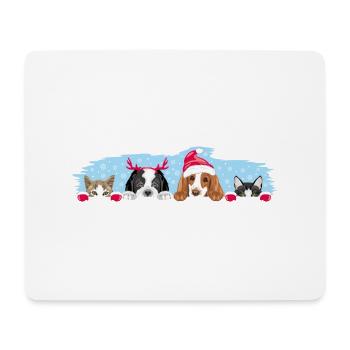 Regarder les chiens et les chats dans les accessoires de Noël - Tapis de souris (format paysage) - blanc - Devant