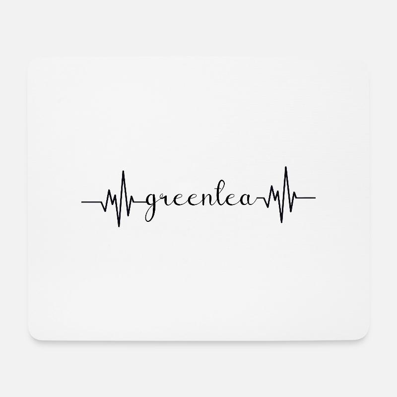 Heartbeat Greentea - Mein Herz schlägt für Tee - Mousepad (Querformat) - Weiß