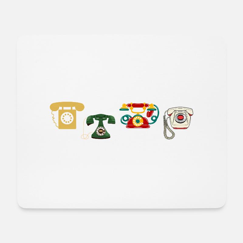 Vintage-Retro-Telefon - Mousepad (Querformat) - Weiß