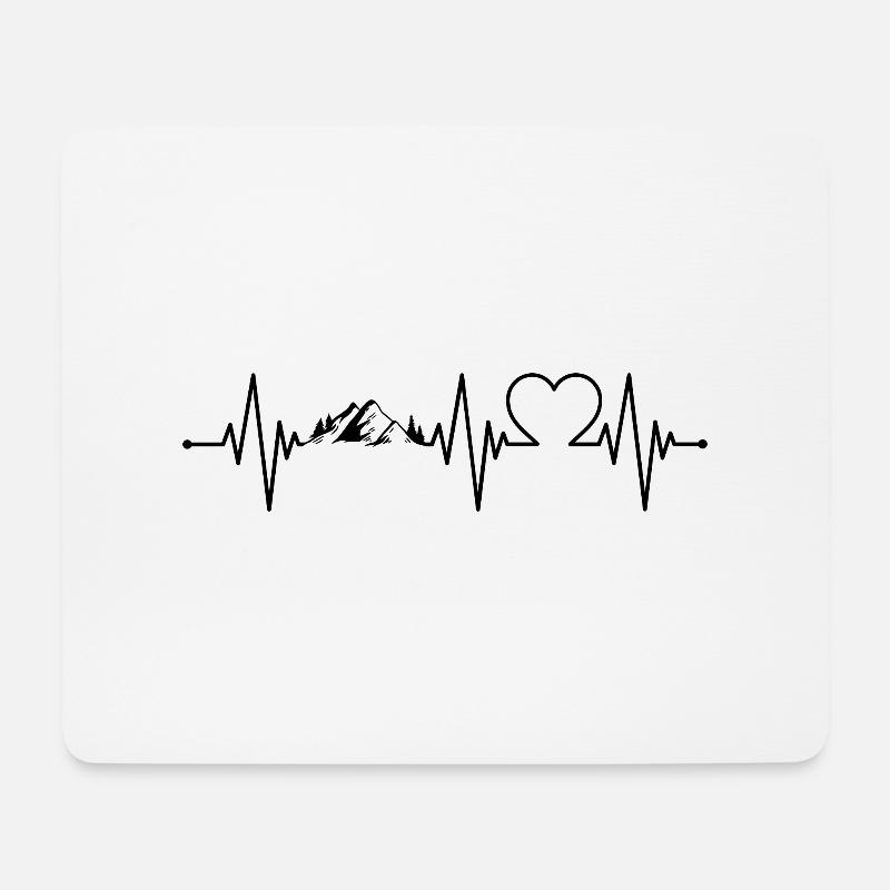 Berg Herzschlag Berge - Mousepad (Querformat) - Weiß
