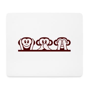 3 Wise Monkeys Hear Nothing Say See Monkey Fun - Mouse Pad (horizontal) - white - Front