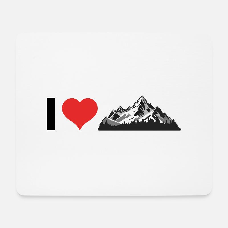 I love Mountains - Hiking Sports Design - Mousepad (Querformat) - Weiß