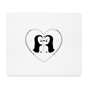 Pingouin - pingouin / coeur / coeur / amour - Tapis de souris (format paysage) - blanc - Devant