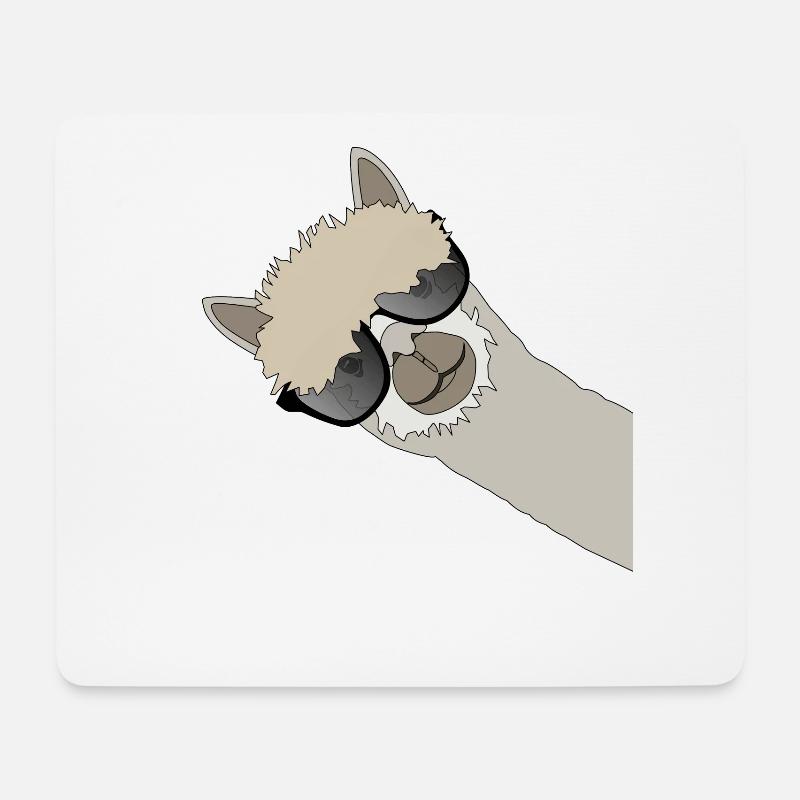 Cooles Lama Alpaka Mit Sonnenbrille - Mousepad (Querformat) - Weiß