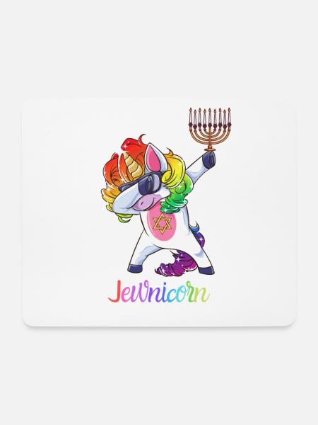 Jewnicorn-Jewish Dabbing Unicorn Hanukkah - Mousepad (Querformat) - Weiß