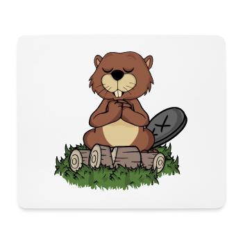 Beaver Gift Hommes Rongeurs Yoga Méditer - Tapis de souris (format paysage) - blanc - Devant