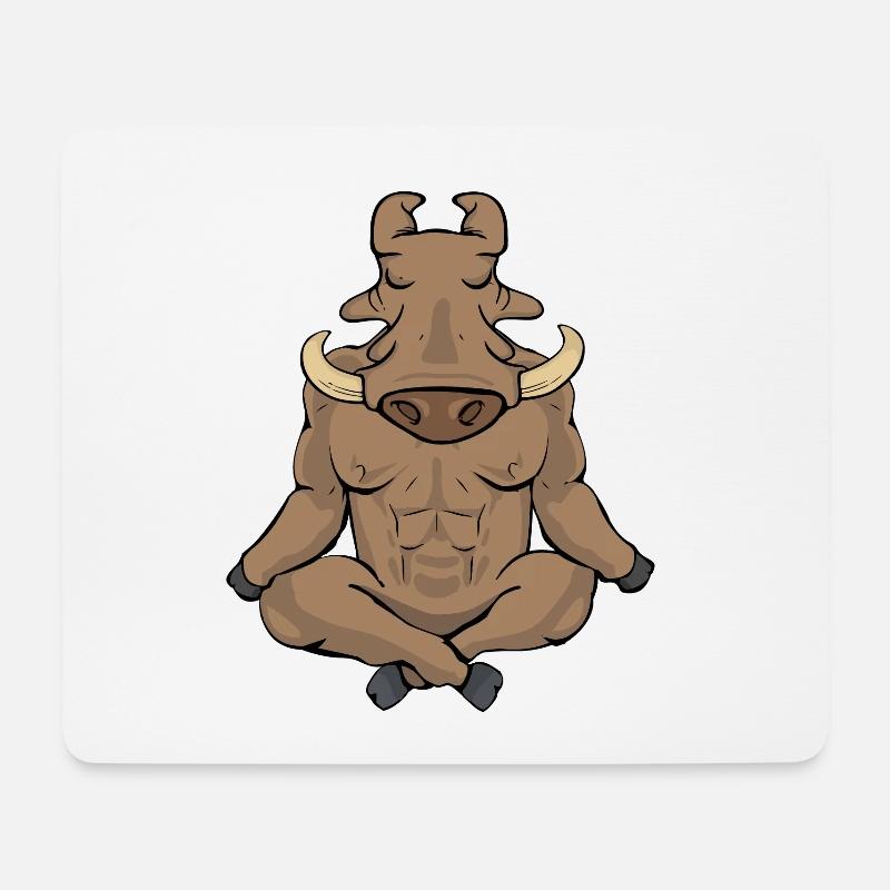 Warzenschwein Geschenk Männer Yoga Meditation - Mousepad (Querformat) - Weiß