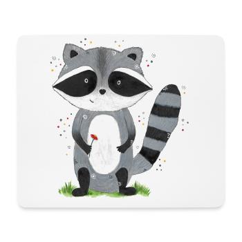 Waschbär Emil - Mousepad (Querformat) - Weiß - Vorne