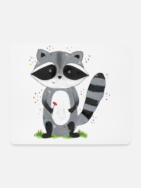 Waschbär Emil - Mousepad (Querformat) - Weiß