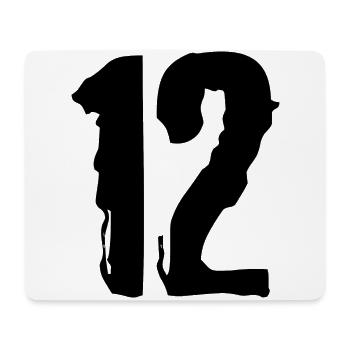 12 Zahl Trikot - Mousepad (Querformat) - Weiß - Vorne