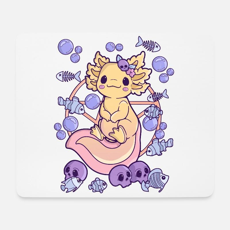 Gruseliges Axolotl Creepy Kawaii Chibi Horror - Mousepad (Querformat) - Weiß