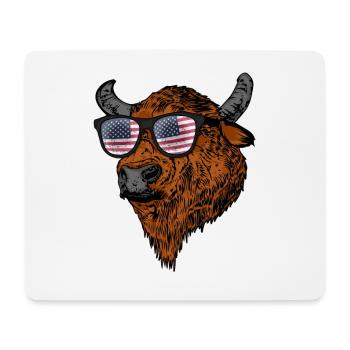 Büffel 4th Of July USA Flagge Bison Amerika - Mousepad (Querformat) - Weiß - Vorne