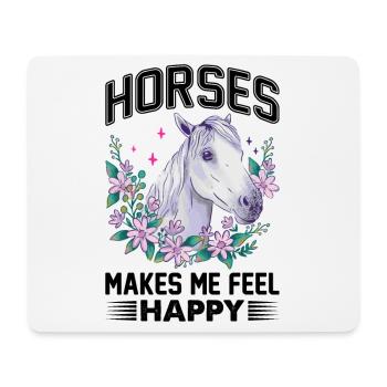Pferde Machen Mich Glücklich Flower White - Mousepad (Querformat) - Weiß - Vorne