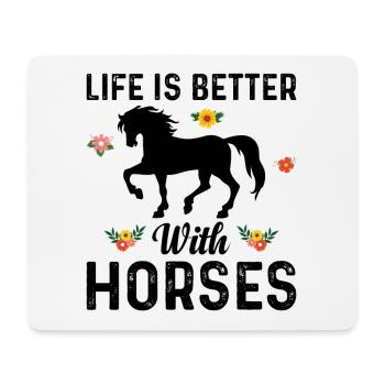 Life is better with horses Power Horse - Mouse Pad (horizontal) - white - Front