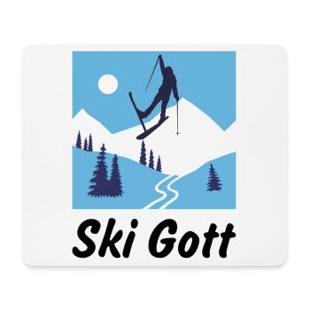 Ski Gott Wintersport Skispringer Sport - Mousepad (Querformat) - Weiß - Vorne