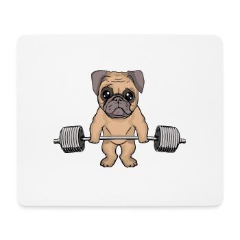 Lustiger Mops Hund Deadlift Fitness Kraftsport - Mousepad (Querformat) - Weiß - Vorne