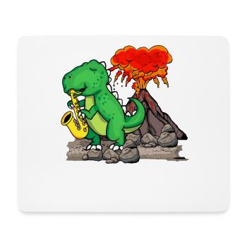 Jazz Musik Orchester Kinder Dinosaurier Saxophon - Mousepad (Querformat) - Weiß - Vorne