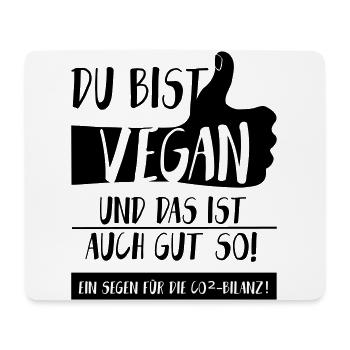 Vegan Co2 Daumen hoch SabineVegan HerzAufShirt - Mousepad (Querformat) - Weiß - Vorne