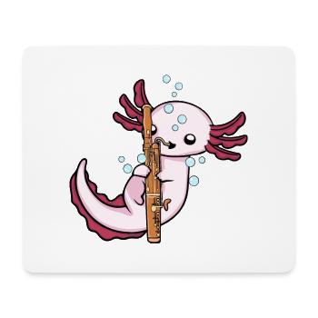 Axolotl Bassoon Musical Instrument Big Band Oboe - Mouse Pad (horizontal) - white - Front
