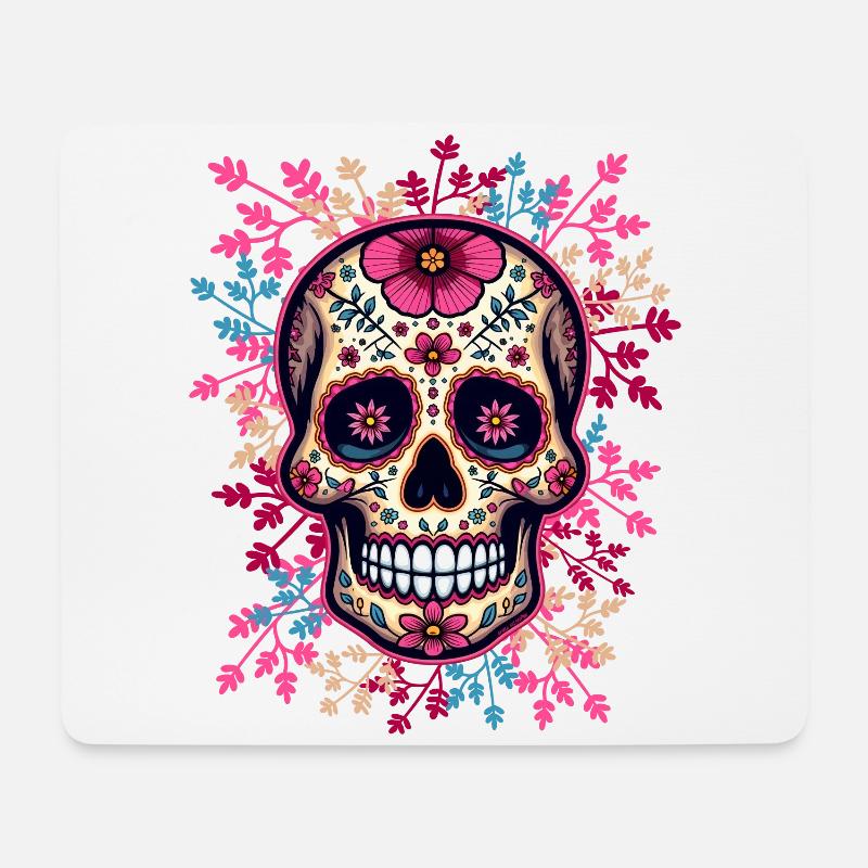 Mexikanischer Totenkopf, Zuckerschädel, rosa Calavera - Mousepad (Querformat) - Weiß