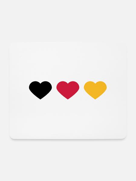 3 Herzen Deutschland Flagge Farben Liebe Deutsch - Mousepad (Querformat) - Weiß