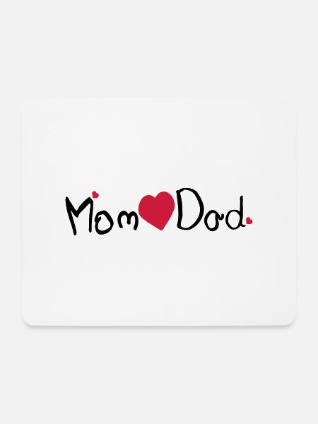 Mama Herzen Dad txt u. rote Herzen - Mousepad (Querformat) - Weiß