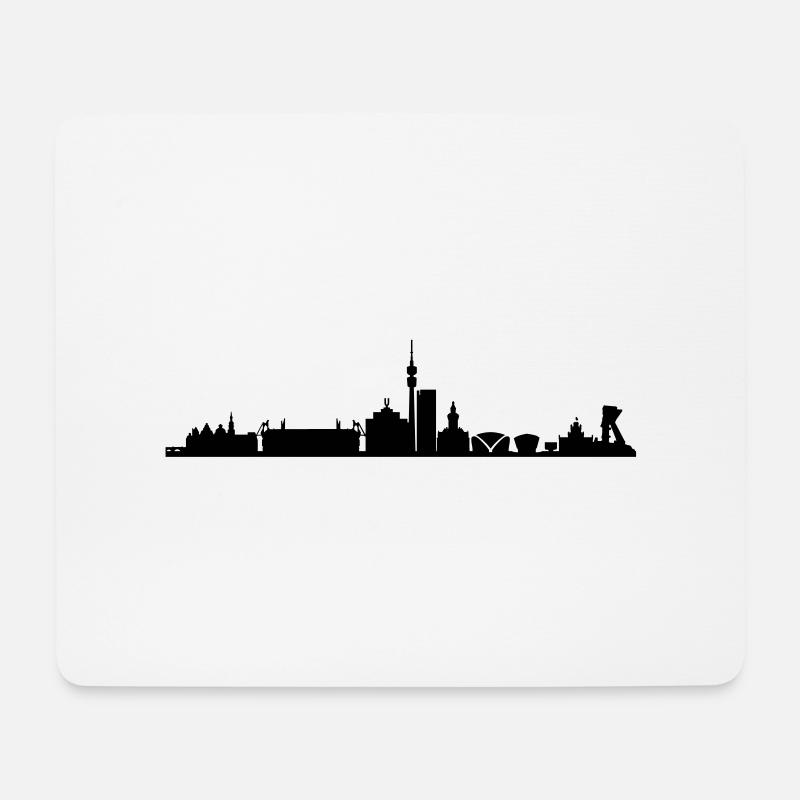 Skyline Dortmund Schwarz - Mousepad (Querformat) - Weiß