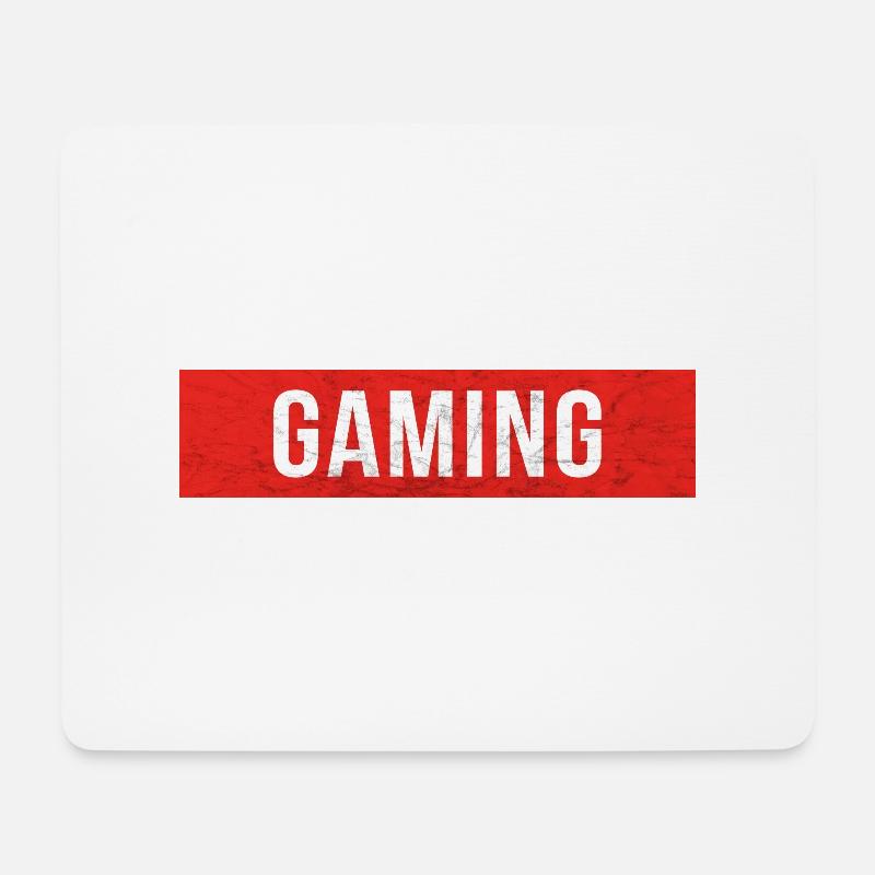 Gaming - Roter Block Scratch - Mousepad (Querformat) - Weiß