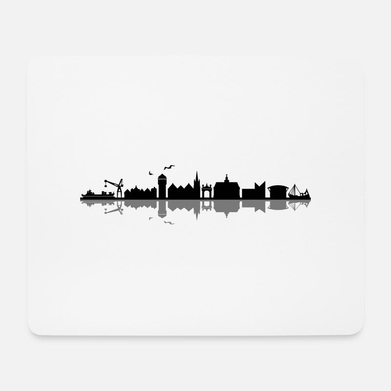 Skyline - Emden - Mousepad (Querformat) - Weiß