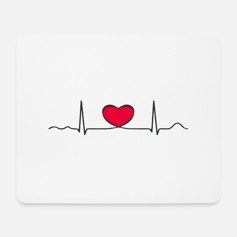 ekg herz - Mousepad (Querformat) - Weiß