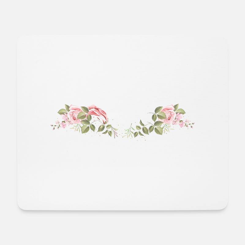 Rosen Blumen Blätter - Mousepad (Querformat) - Weiß