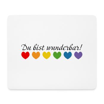 Regenbogenherzchen du bist wunderbar - Mousepad (Querformat) - Weiß - Vorne