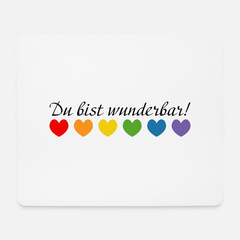 Regenbogenherzchen du bist wunderbar - Mousepad (Querformat) - Weiß
