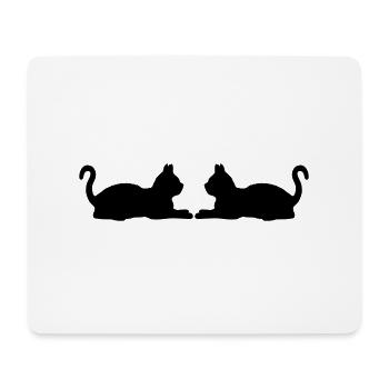 2 liegende Katzen Silhouette - Mousepad (Querformat) - Weiß - Vorne