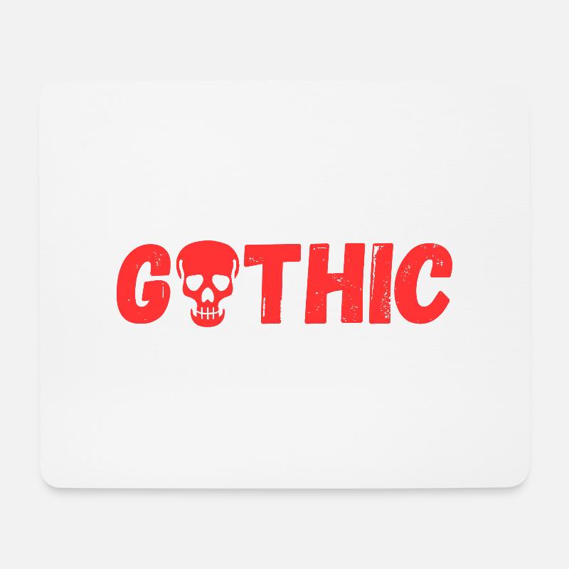 Gothic mit Totenkopf (in rot) - Mousepad (Querformat) - Weiß