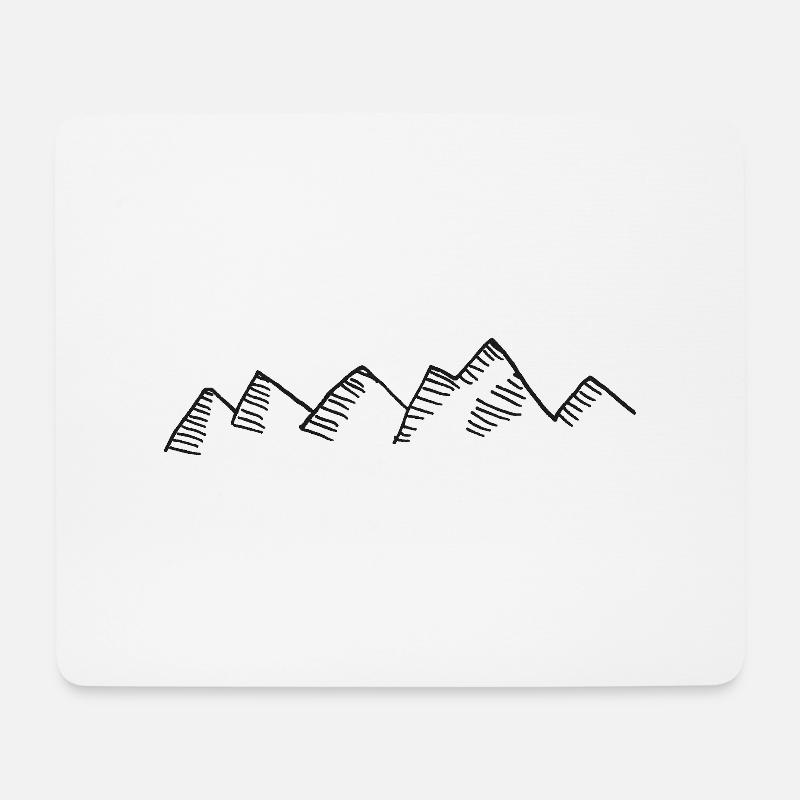 Berge Zeichnung - Mousepad (Querformat) - Weiß
