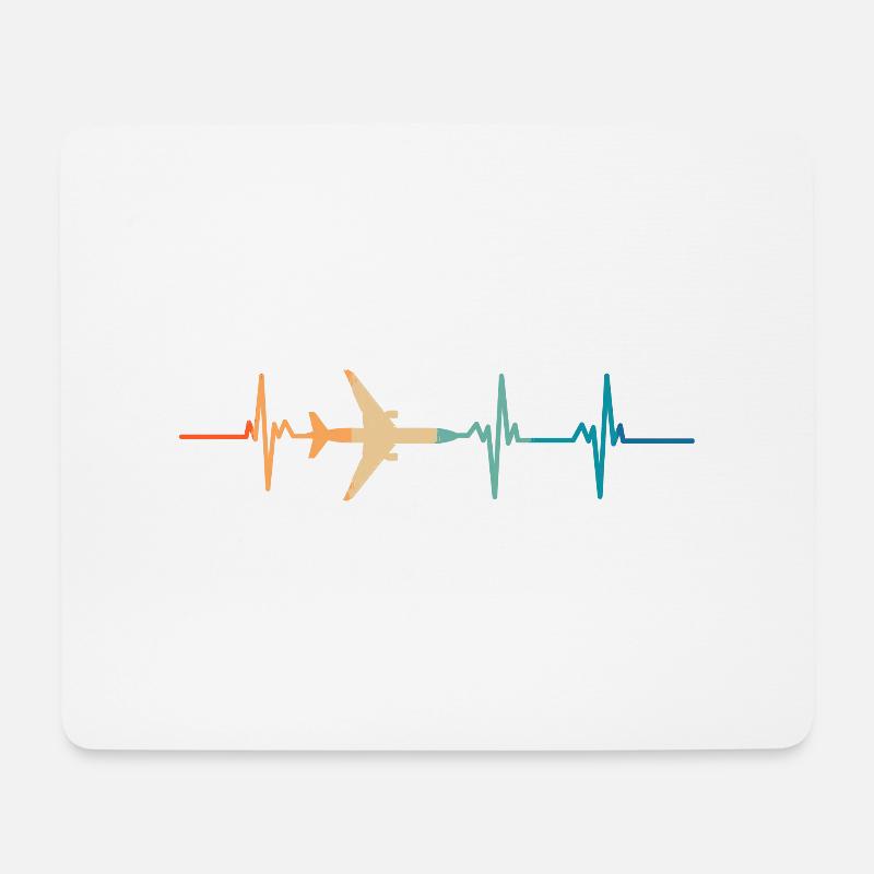 Airplane Heartbeat - Mouse Pad (horizontal) - white