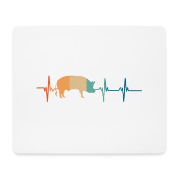 Herzschlag des Schweins - Mousepad (Querformat) - Weiß - Vorne