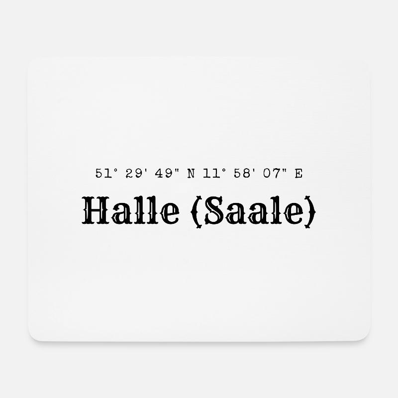 Halle (Saale) Koordinaten - Mousepad (Querformat) - Weiß