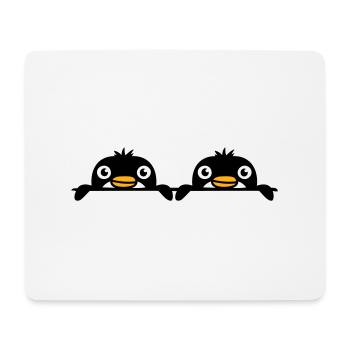 2 penguins friends peeking out from behind the wall Team - Mouse Pad (horizontal) - white - Front