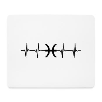 I love Pisces Heartbeat Pulse - Zodiac Design - Mousepad (Querformat) - Weiß - Vorne