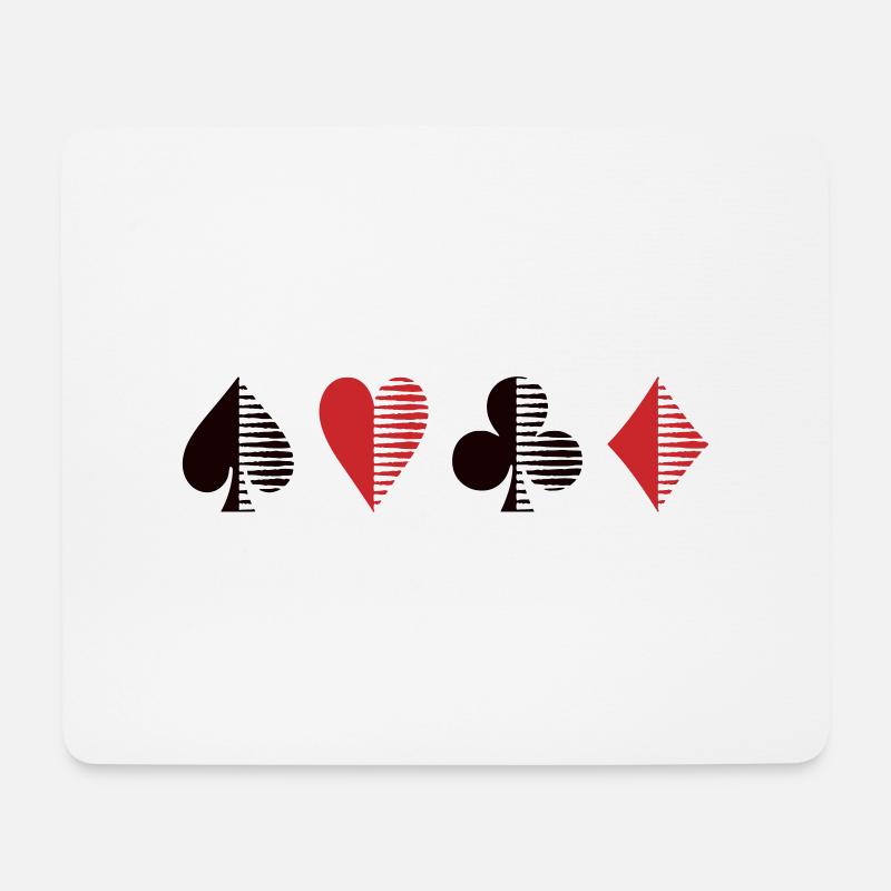 Kartensymbole Pik, Herz, Kreuz, Karo - Mousepad (Querformat) - Weiß