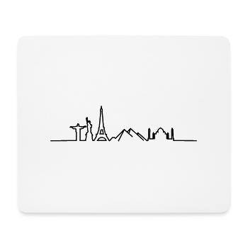 Einmal um die Welt// Shirt-Weltreise// Weltskyline - Mousepad (Querformat) - Weiß - Vorne